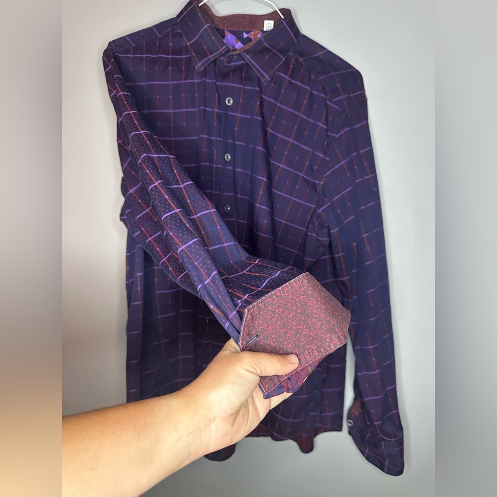 Robert Graham Men's Purple Checkered Shirt